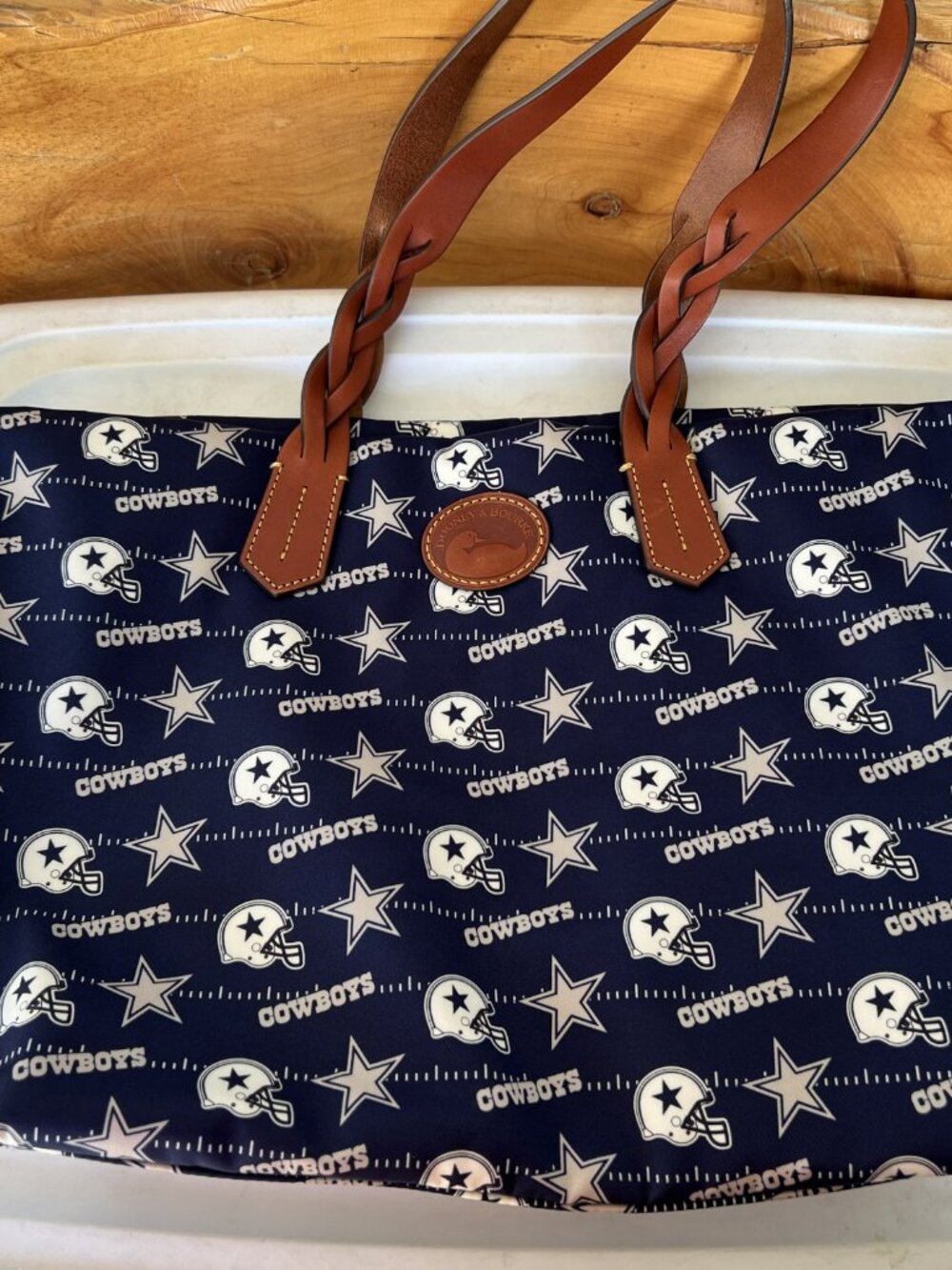 Dooney & Bourke Dallas Cowboys Tote Bag NFL Print Braided Straps